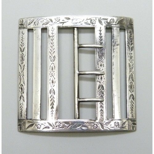 7121 - A large Victorian silver buckle, Birmingham, 1897, 31g, 6.5cm