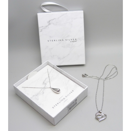 7146 - A Next silver necklace, together with a plated necklace