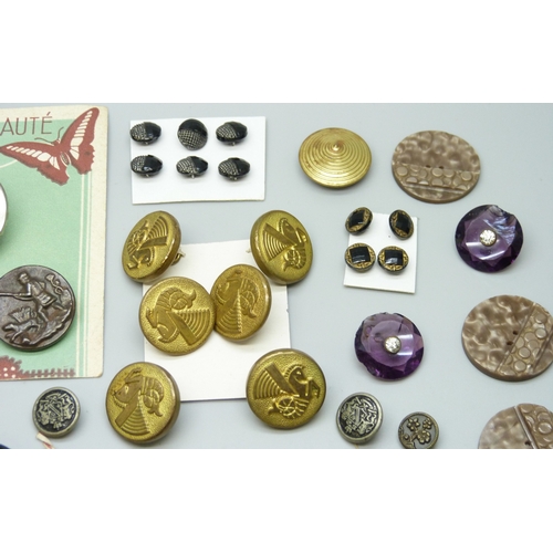 7159 - A collection of antique and later buttons, including G.T.F of Paris bird examples, micro-mosaic and ... 