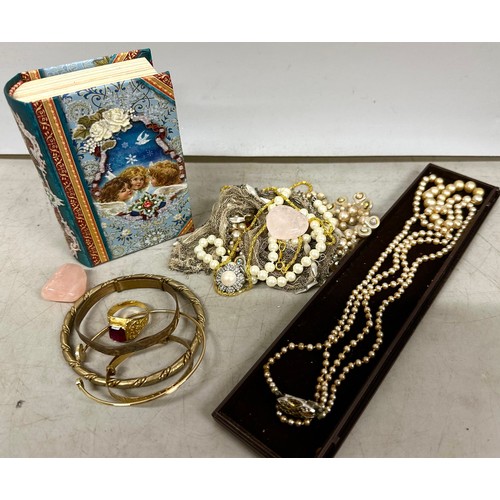 2112 - Box of costume jewellery, watches, bracelets, etc