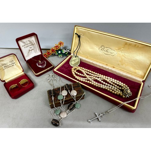 2130 - Box of costume jewellery including, necklaces, earrings, bangles, etc