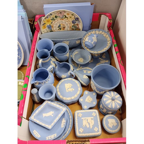 2145 - A large collection of Wedgwood Jasperware, blue / white and green / white, to include six decorative... 