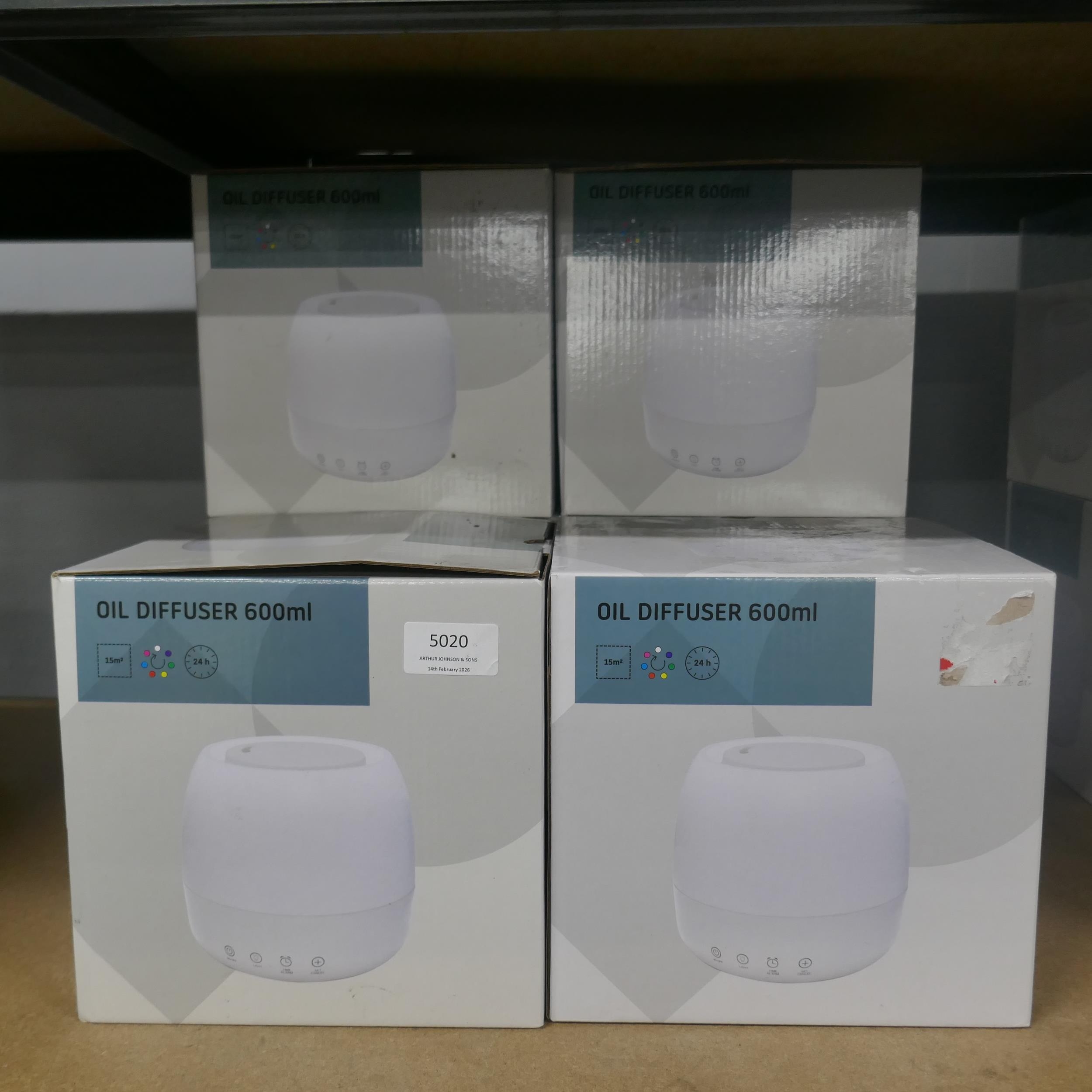 Six x 600ml oil diffusers, boxed *This lot is subject to VAT