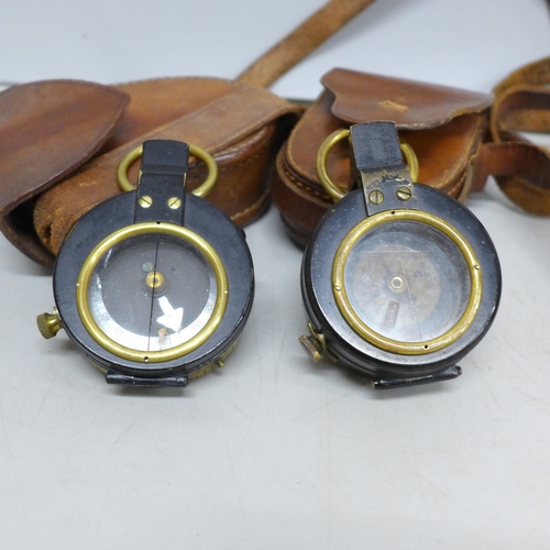A Hugh Rees Ltd. compass, with leather case and one other