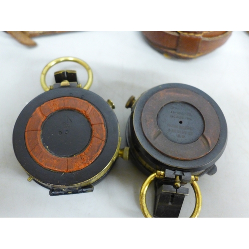 A Hugh Rees Ltd. compass, with leather case and one other
