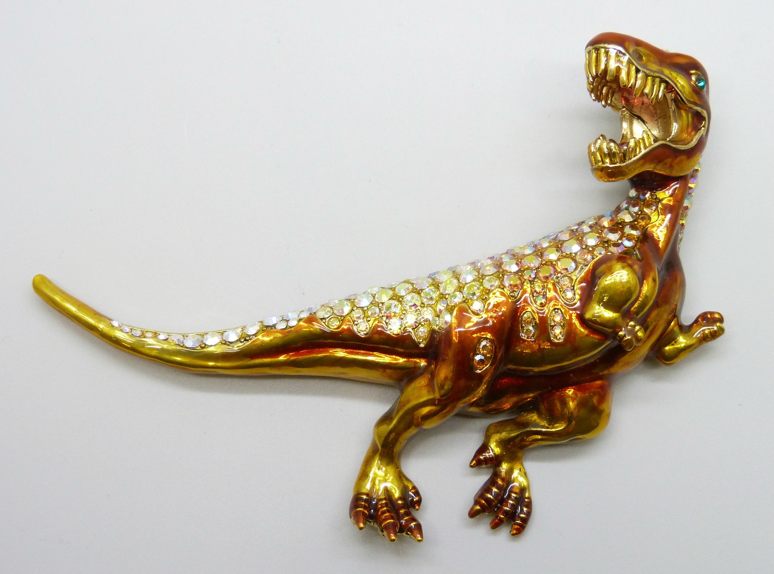 A Butler & Wilson T-Rex dinosaur brooch, 13cm, boxed