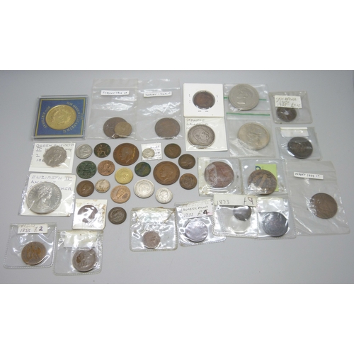 A collection of world coins including bronze Ceylon, East Africa ...