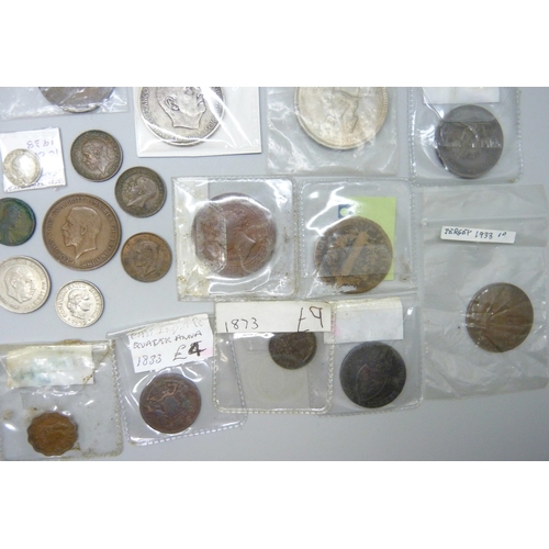 A collection of world coins including bronze Ceylon, East Africa ...