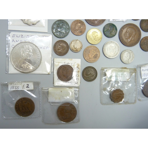 A collection of world coins including bronze Ceylon, East Africa ...