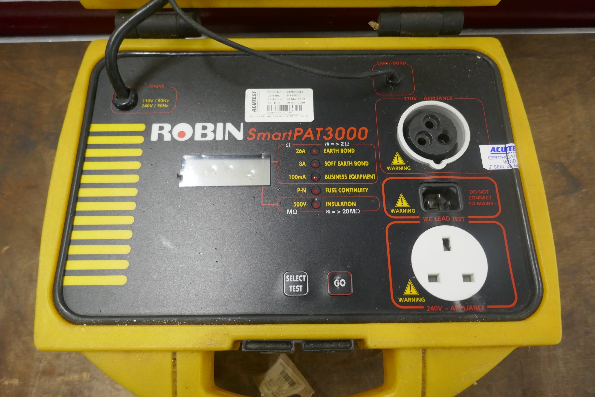A Robin Smart PAT 3000, PAT testing machine