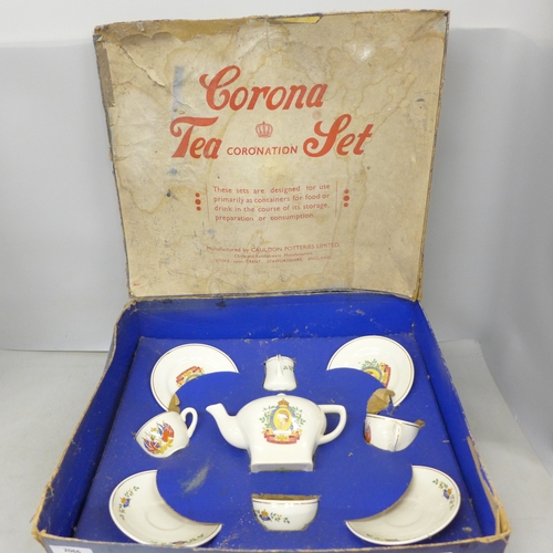 2066 - A Corona Coronation tea set by Cauldon Potteries, box a/f