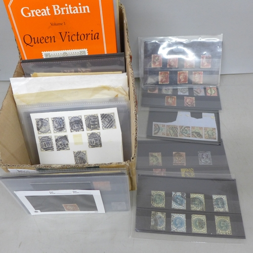2069 - Stamps; a box of GB stamps, covers, etc., all Victorian