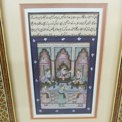 2075 - A modern framed Indo-Persian picture, 25cm wide