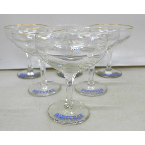 2091 - A collection of six Babycham coupe glasses