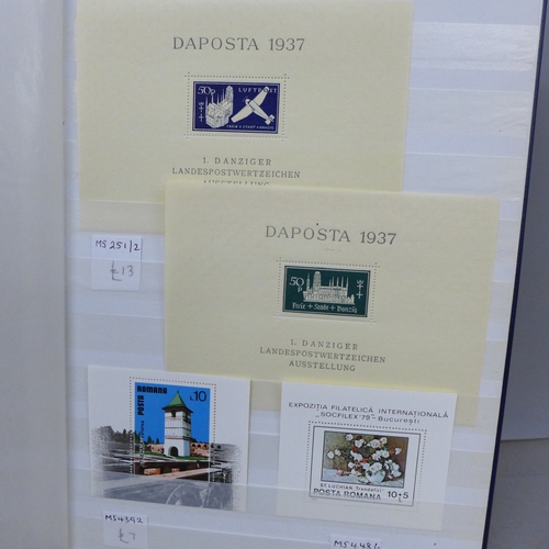 2098 - Stamps; a stockbook of better world miniature sheets, (42 sheets with a catalogue value of over £600... 