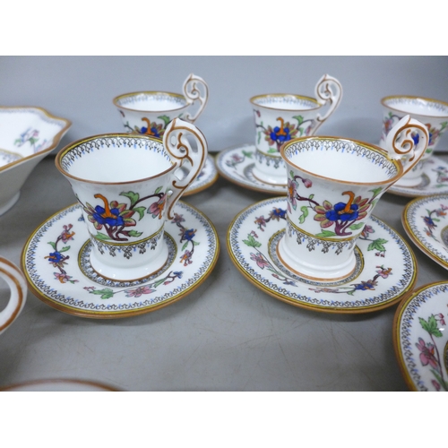2101 - A Coalport Flower Pot pattern china coffee service comprising coffee pot, seven coffee cans and sauc... 