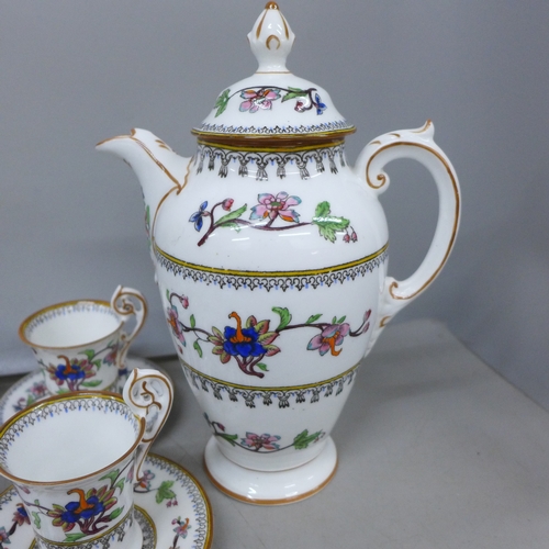 2101 - A Coalport Flower Pot pattern china coffee service comprising coffee pot, seven coffee cans and sauc... 