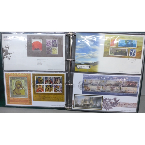 2105 - Stamps; an album of GB first day cover miniature sheet stamps