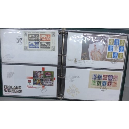 2105 - Stamps; an album of GB first day cover miniature sheet stamps