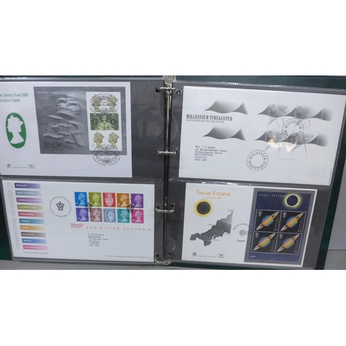 2105 - Stamps; an album of GB first day cover miniature sheet stamps