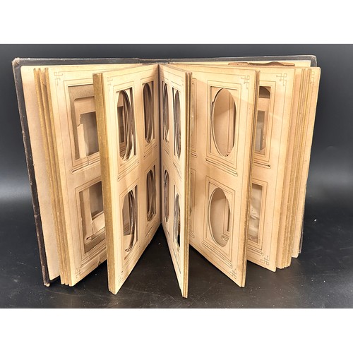 2174 - Three Victorian photo albums 1860-1880, one with Victorian photos, one half full, one empty, togethe... 