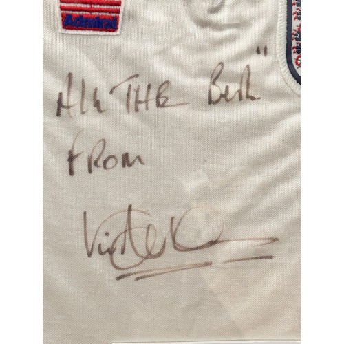 2166 - A signed Viv Anderson 1982 England National Team football shirt, framed