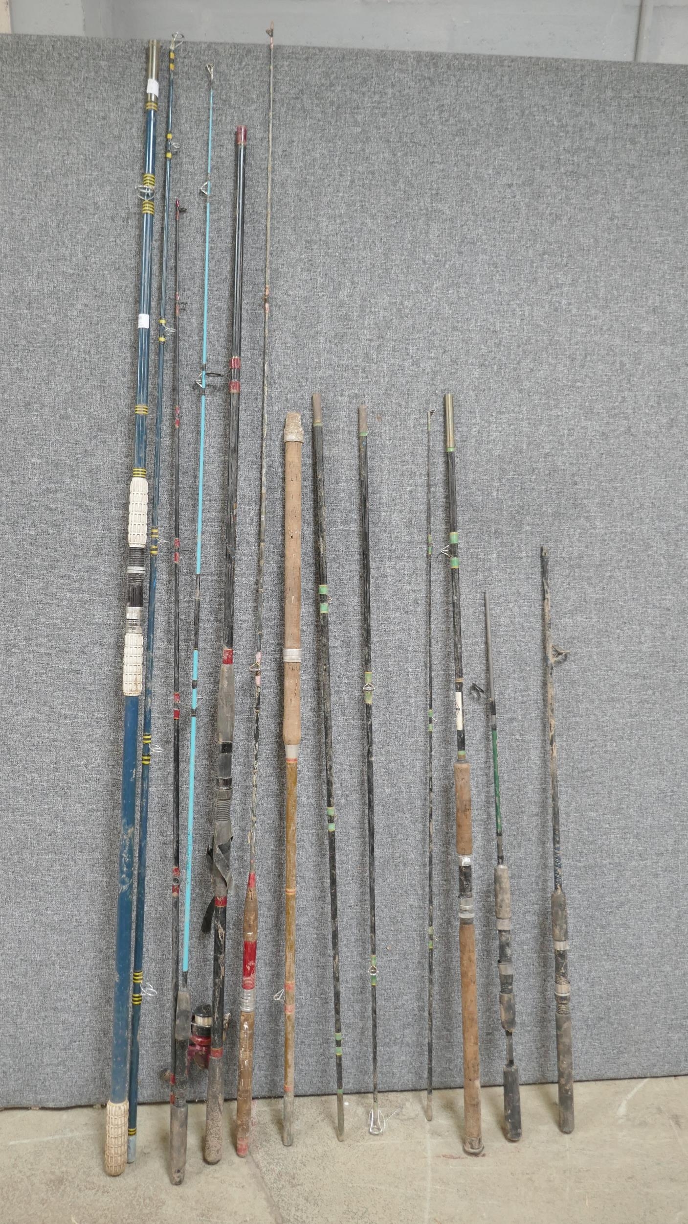 A quantity of assorted fishing rods