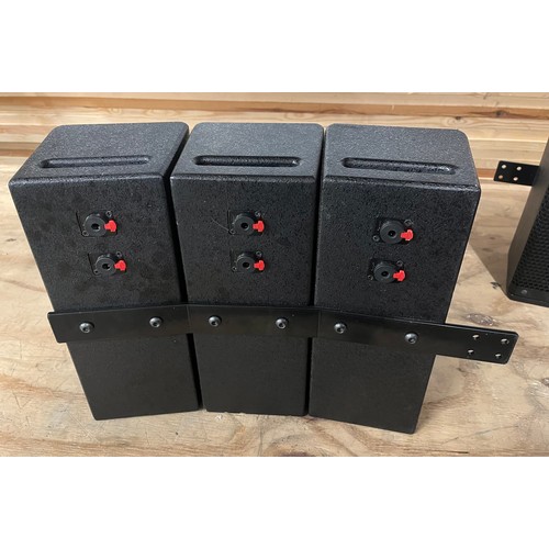 An Inter-M PA-2000 public address system with a pair of PA speakers