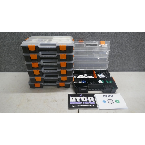 7 Byor organiser trays with assorted items