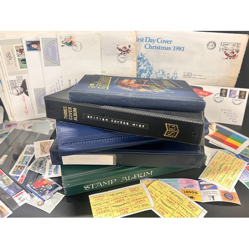 2114 - Stamps; a box of stamps, covers, etc., loose and in albums