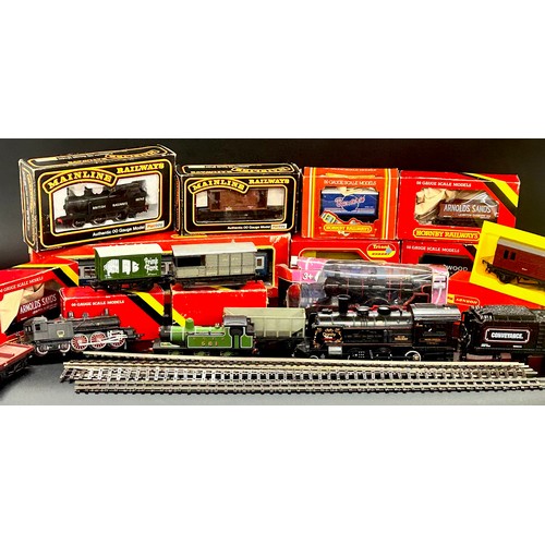 2117 - A large collection of model railway, Hornby, Mainline, Airfix, 00 gauge locos, coaches, goods wagon,... 