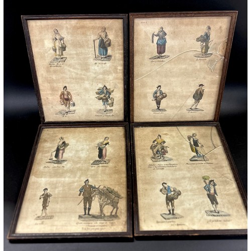 2154 - Four 19th Century framed sketches depicting street traders / sellers, two frames a/f  *Not available... 