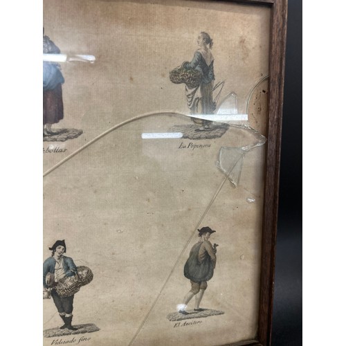 2154 - Four 19th Century framed sketches depicting street traders / sellers, two frames a/f  *Not available... 