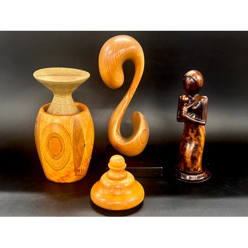 2129 - Two wooden sculptures, etc.