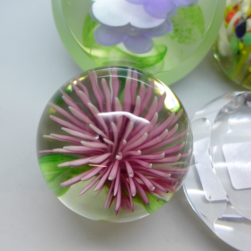 Four paperweights including a Caithness example, Adagio, No. 103/750