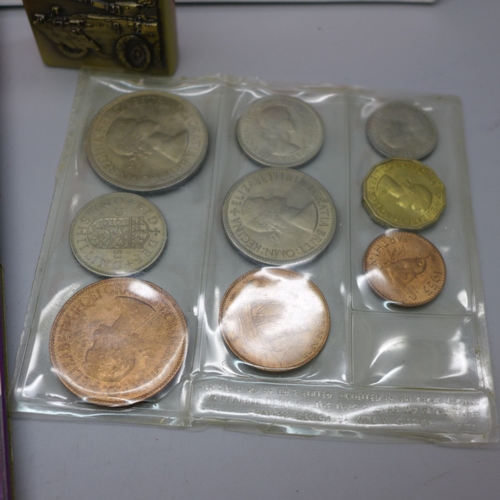 2232 - A Royal Mint Golden Jubilee crown, other coins and a lighter *Not for Posting and Packing*