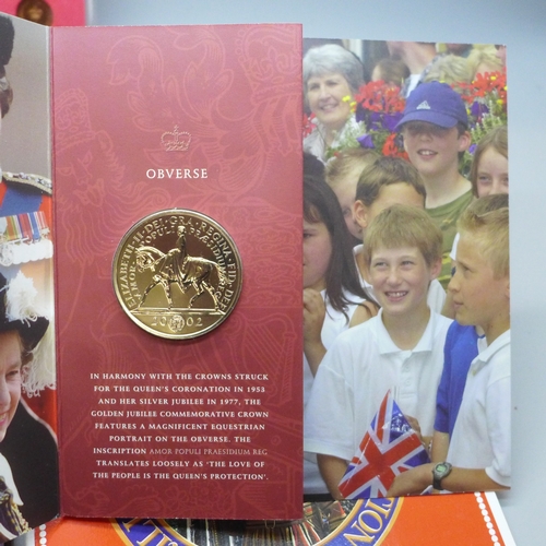 2232 - A Royal Mint Golden Jubilee crown, other coins and a lighter *Not for Posting and Packing*