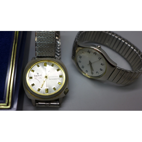 2236 - A collection of wristwatches, Tavannes tank shape, Seiko digital with box, Memostar alarm, etc.