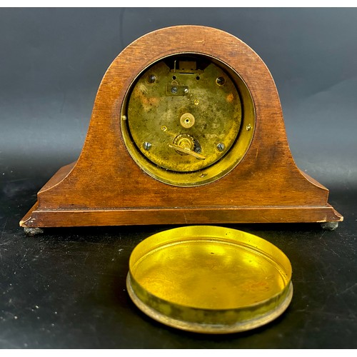 2275 - A J.W. Benson wind up mantel clock, plaque to top dated March 1927