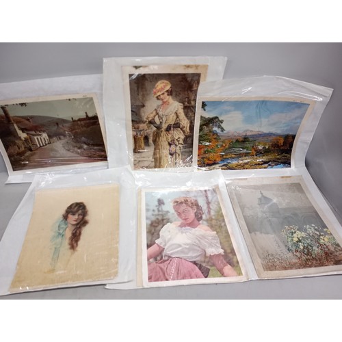 2175B - A collection of nineteen large silk pictures including a portrait marked Beryl, also marked Forman, ... 