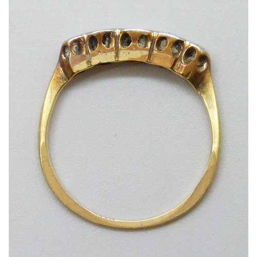 7006 - An 18ct gold and platinum five stone diamond ring, 1.7g, L