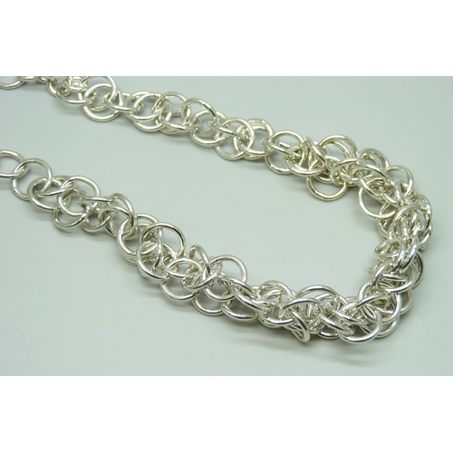 7056 - A heavy Scottish silver chunky link necklace, hallmarked Edinburgh, 133g, 49cm