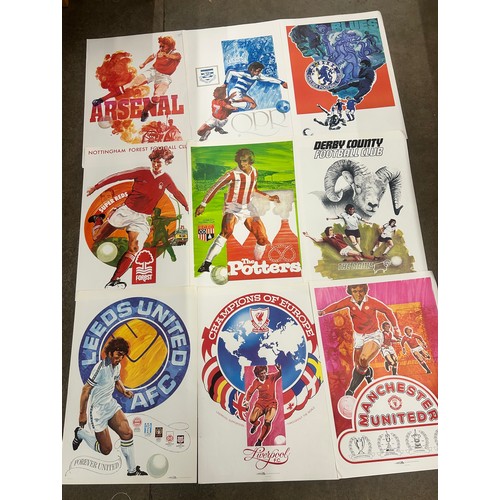 2137A - Complete set of nine original vintage Football Club posters printed in the 1980s by Activity Promoti... 
