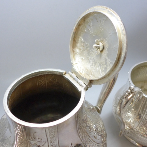 2011 - A c1900 three piece silver plated tea service