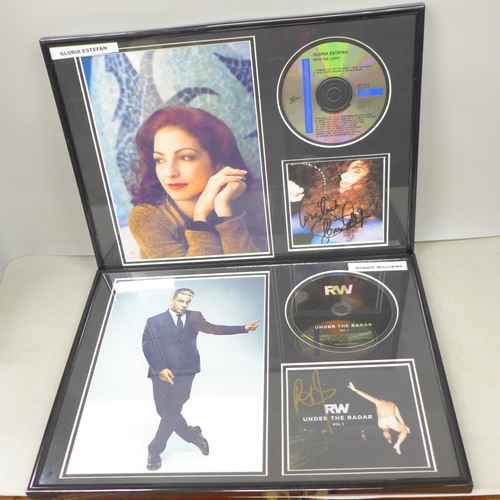 2015 - Music; two signed picture and CD displays, Robbie Williams and Gloria Estefan