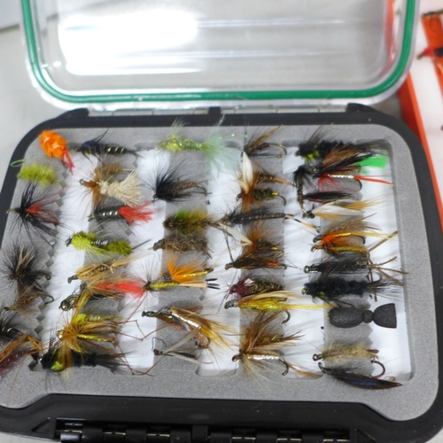 2019 - A collection of fly-fishing flies, in two cases, approximately 110 in total