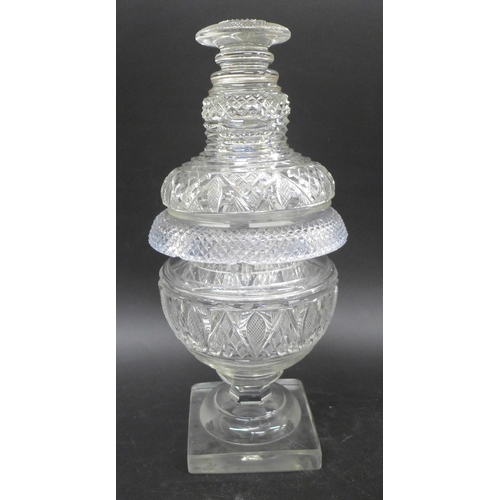 2038 - A 19th Century Irish cut glass sweet meat jar, 28cm