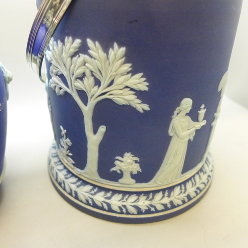 2052 - Two Wedgwood Jasperware biscuit barrels