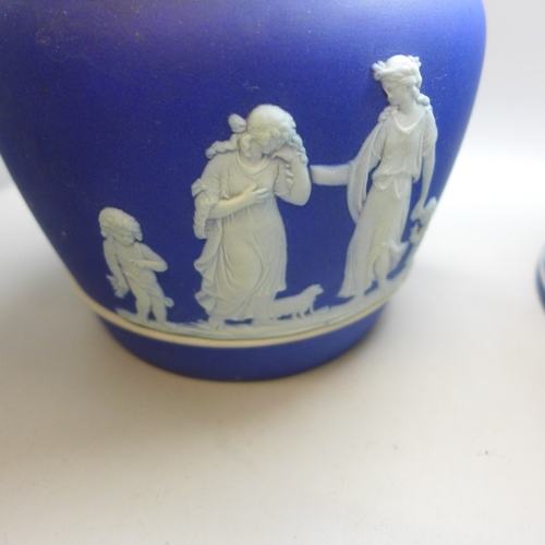 2052 - Two Wedgwood Jasperware biscuit barrels