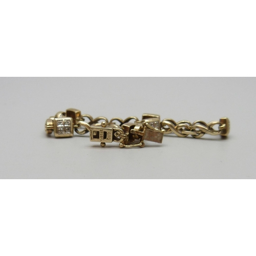 7088 - A 9ct gold and diamond bracelet, 10.7g, 18.3cm, boxed
